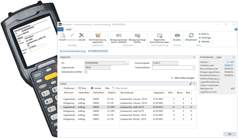 MDE-App zur Kommissionierung und Dynamics NAV-Client